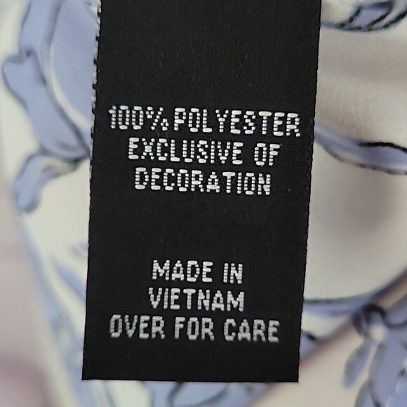 BCX White Blue and Black Floral Print Cold Shoulder Blouse/Top. Size XL. - Picture 10 of 11